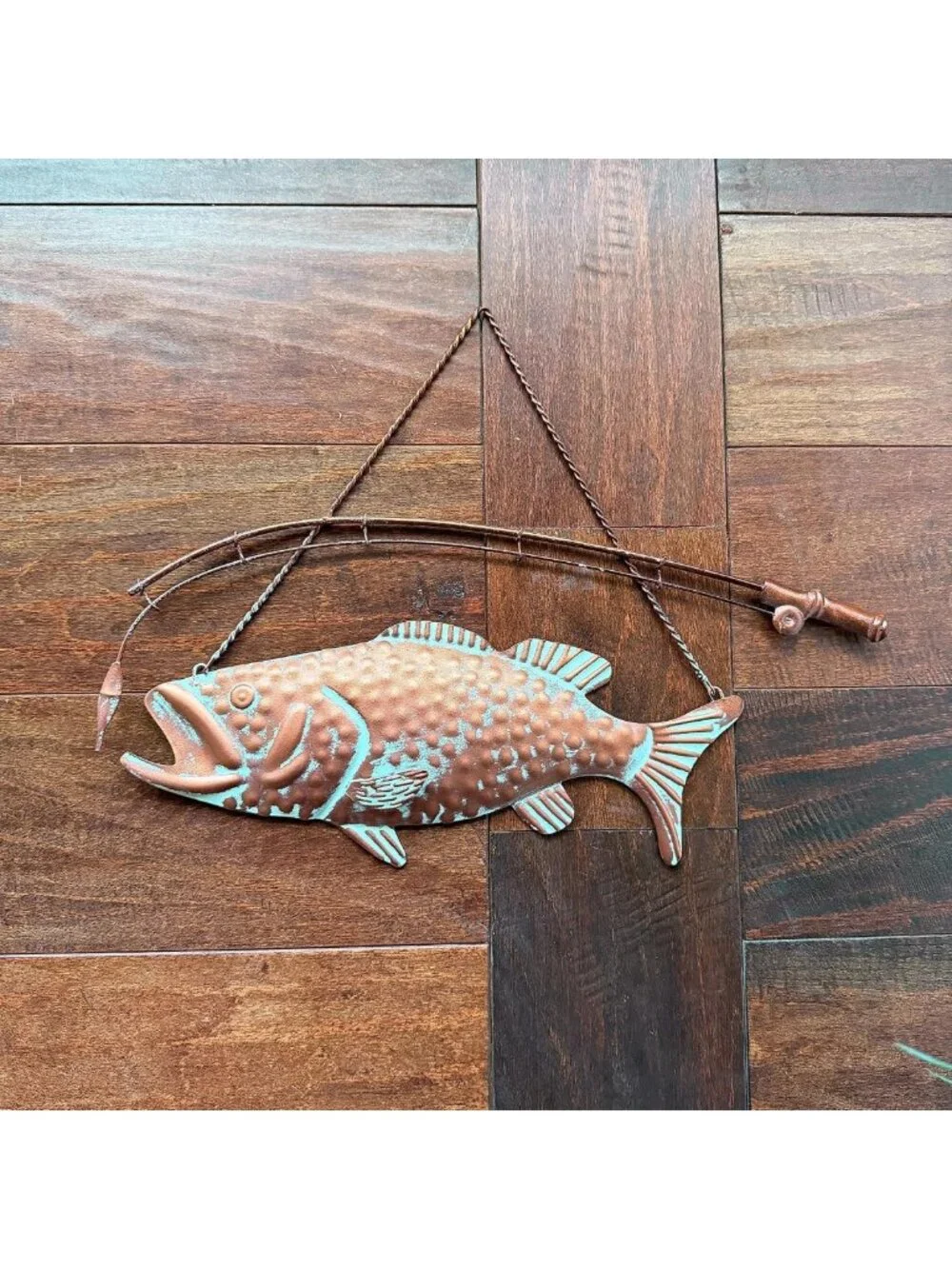 15” Largemouth Bass Metal Wall Art Sculpture | Copper Patina, Textured Finish